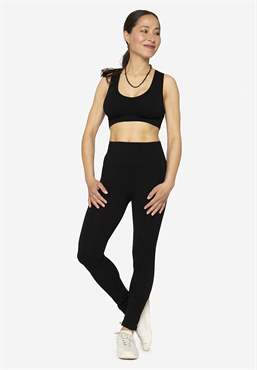 Graviditets-leggings i bæredygtig bambus i sort, set forfra
