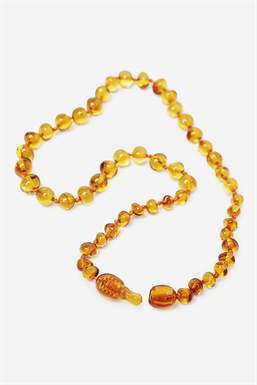 Cognac colored amber neckalces, baby/toddler - 100% natural material - open lock
