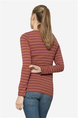 Ammebluse brun stripet - Økologisk bomuld - set bagfra