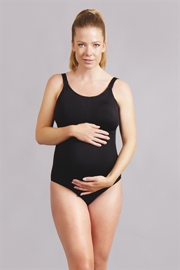 Sort Gravid badedragt - Set forfra med gravid mave