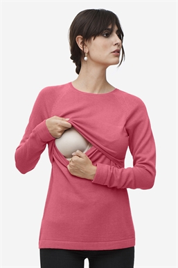 Milker pink ammetrøje i merino uld - set med ammefunktion