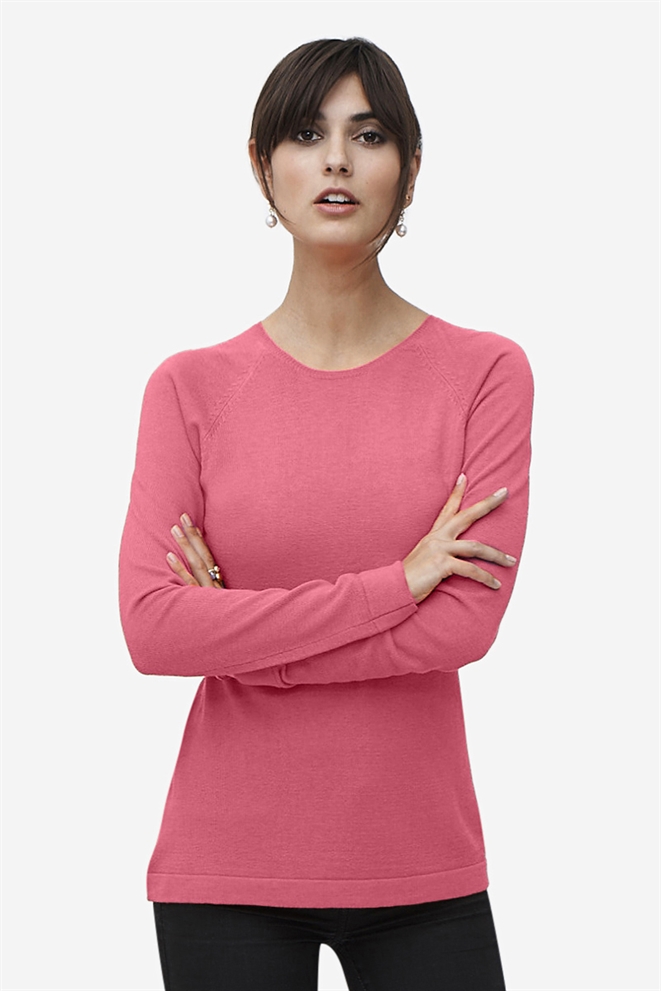 Milker pink ammetrøje i merino uld - set forfra