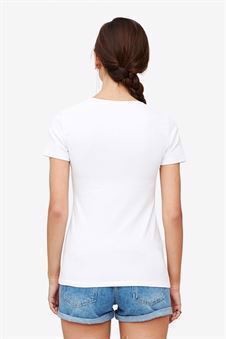 Hvid ammebluse med V-hals og slå-om look - Set bagfra